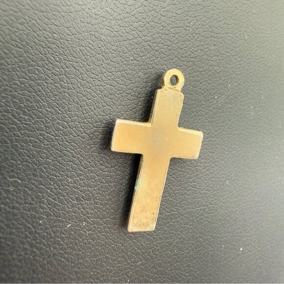 Vintage Blue Enamel Handpainted Floral Cross - Picture 9 of 14